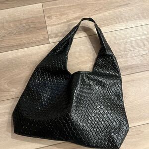 Elegant Black Woven Tote Bag
